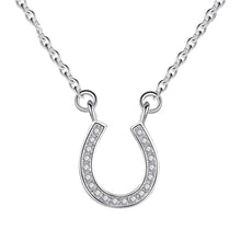 Lade das Bild in den Galerie-Viewer, Sterling Silver Letter U Diamond Pendant Necklace