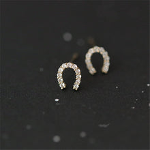 Carregar imagem no visualizador da galeria, 925 Sterling Silver Crystal Horseshoe Earrings