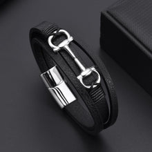 Cargar imagen en el visor de la galería, Pulsera de cuero con bocado de filete de caballo