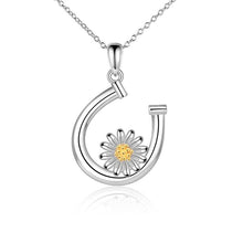 Carregar imagem no visualizador da galeria, 925 Silver Daisy Flower Horseshoe Necklace