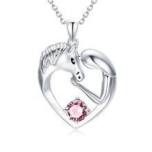 Carregar imagem no visualizador da galeria, 925 Silver Horse Love Heart Necklace