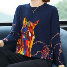 Load image into Gallery viewer, O-Neck horse printing Sweater