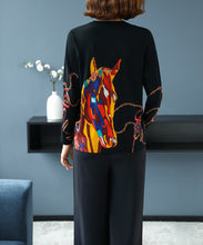 Load image into Gallery viewer, O-Neck horse printing Sweater