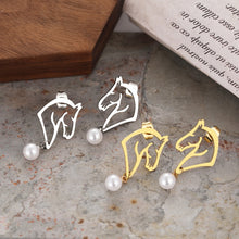 Load image into Gallery viewer, Line Horse Pearl Charms Earrings