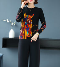 Load image into Gallery viewer, O-Neck horse printing Sweater