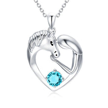 Carregar imagem no visualizador da galeria, 925 Silver Horse Love Heart Necklace