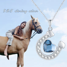 Load image into Gallery viewer, 925 Silver Crystal Horseshoe Necklace