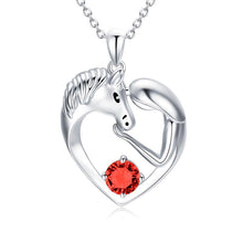 Carregar imagem no visualizador da galeria, 925 Silver Horse Love Heart Necklace
