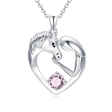Carregar imagem no visualizador da galeria, 925 Silver Horse Love Heart Necklace