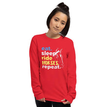 Load image into Gallery viewer, Eat, sleep, Ride Horses Long Sleeve Shirt - HorseObox