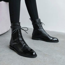 Load image into Gallery viewer, leather tip low heel Martin boot