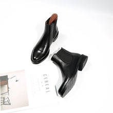 Load image into Gallery viewer, Leather velvet Thick heel Ankle boot