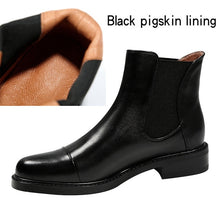 Load image into Gallery viewer, Leather velvet Thick heel Ankle boot