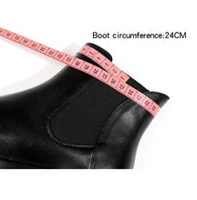 Load image into Gallery viewer, Leather velvet Thick heel Ankle boot