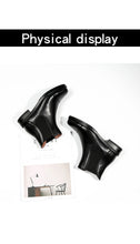 Load image into Gallery viewer, Leather velvet Thick heel Ankle boot