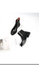 Load image into Gallery viewer, Leather velvet Thick heel Ankle boot