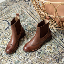 Load image into Gallery viewer, Leather Retro Carved British Style Short Boots