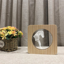 Charger l'image dans la galerie, Lampe de nuit en bois acrylique LED 3D de style cheval d'art