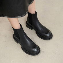 Load image into Gallery viewer, Round Toe Thick Heel Leather Boots