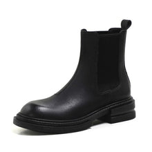Load image into Gallery viewer, Round Toe Thick Heel Leather Boots