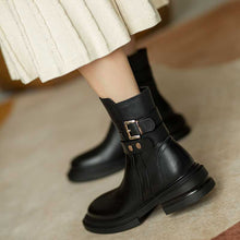 Load image into Gallery viewer, Round Toe Thick heel Ankle Boots