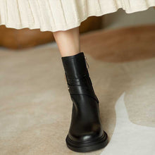 Load image into Gallery viewer, Round Toe Thick heel Ankle Boots
