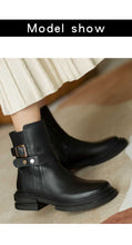 Load image into Gallery viewer, Round Toe Thick heel Ankle Boots