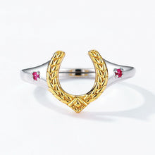 Cargar imagen en el visor de la galería, anillo de herradura de plata de ley 925
