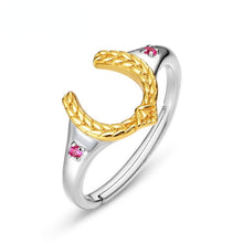 Cargar imagen en el visor de la galería, anillo de herradura de plata de ley 925