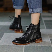 Load image into Gallery viewer, Lace-up Winter Block Ankle Boots