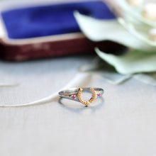 Cargar imagen en el visor de la galería, anillo de herradura de plata de ley 925