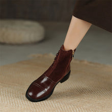 Load image into Gallery viewer, Side Zipper Round Toe Chunky Heel Ankle Boots