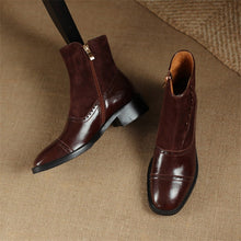 Load image into Gallery viewer, Side Zipper Round Toe Chunky Heel Ankle Boots