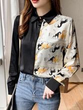 Load image into Gallery viewer, Splicing Horse Printed Chiffon Blouse