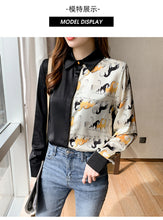 Load image into Gallery viewer, Splicing Horse Printed Chiffon Blouse