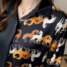 Load image into Gallery viewer, Splicing Horse Printed Chiffon Blouse