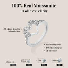 Load image into Gallery viewer, Double Horse Moissanite Rings D VVS1 925 Sterling Silver Love Heart Ring for Women
