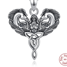 Load image into Gallery viewer, 925 Sterling Silver Celtic Horse Girl Pendant Goddess Trinity Knot Necklace
