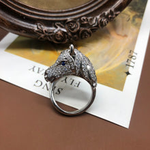 Load image into Gallery viewer, European and American Fashion Trends Retro Literary Niche Design Cute Animal Horse Brass Inlaid Zircon Exquisite Ring
