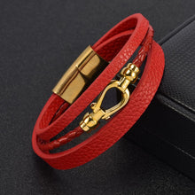 Carregar imagem no visualizador da galeria, Pulseira de couro com punho de ferradura
