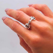 Load image into Gallery viewer, 925 Sterling Silver horse bit snaffle bit ring
