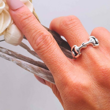 Load image into Gallery viewer, 925 Sterling Silver horse bit snaffle bit ring
