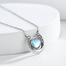 画像をギャラリービューアに読み込む, 925 Silver Moonstone Horseshoe Necklace
