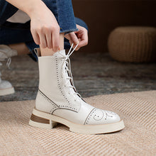 Load image into Gallery viewer, Genuine Leather Casual Lace-Up Ankle Boots
