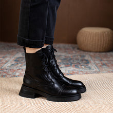 Load image into Gallery viewer, Genuine Leather Casual Lace-Up Ankle Boots

