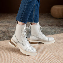 Load image into Gallery viewer, Genuine Leather Casual Lace-Up Ankle Boots
