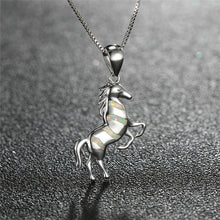 画像をギャラリービューアに読み込む, Boho White Blue Opal Horse Necklace
