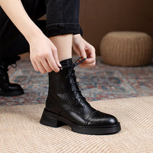 Load image into Gallery viewer, Genuine Leather Casual Lace-Up Ankle Boots
