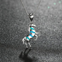 画像をギャラリービューアに読み込む, Boho White Blue Opal Horse Necklace
