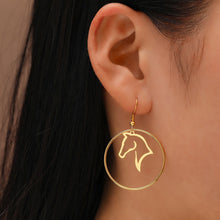 Load image into Gallery viewer, Geometric Circle Horse Pendant Earrings
